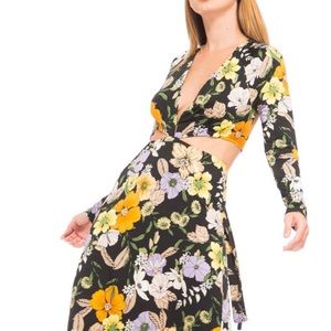 AFRM Assi Floral Cutout Detail Long Sleeve Dress